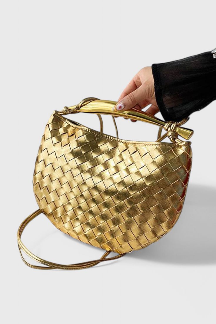 Gerda | Woven Bag with Gold Handle