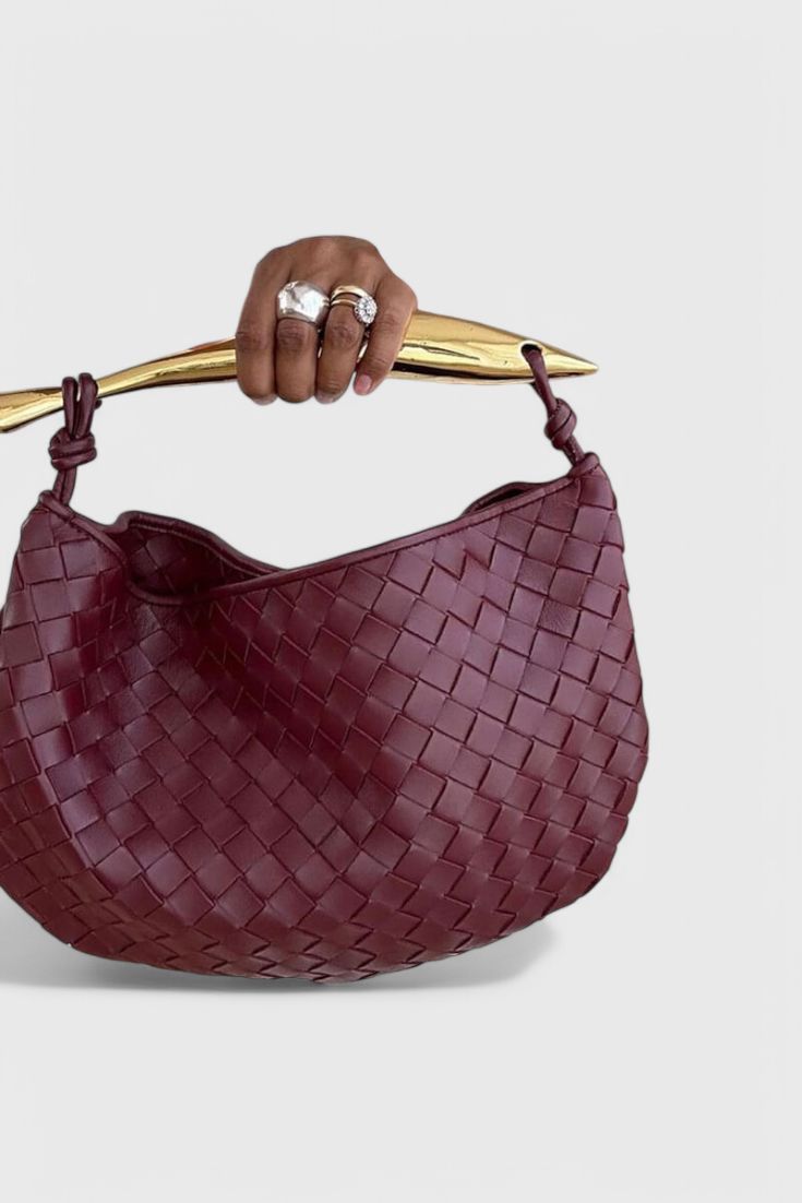 Gerda | Woven Bag with Gold Handle