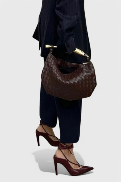 Gerda | Woven Bag with Gold Handle