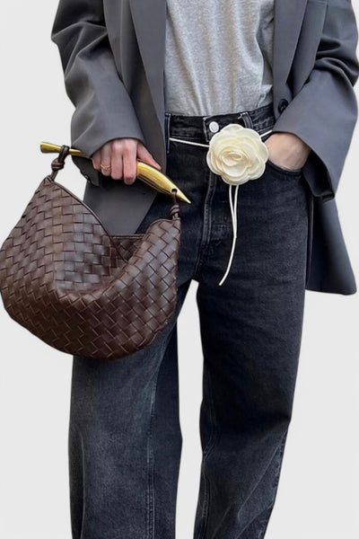 Gerda | Woven Bag with Gold Handle